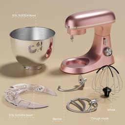 Keukenmachine - Mixer Kom - Bakken En Koken - Krachtige Planetaire Beweging - 8.5 Liter - Roze — thumbnail 4