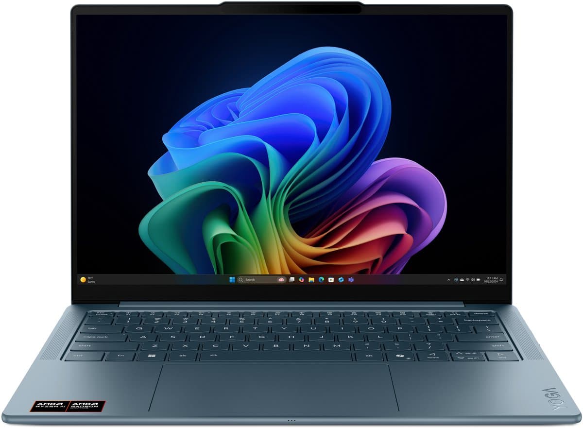 Lenovo Yoga Slim 7 14AKP10 Copilot+ PC AMD Ryzen AI 5 340 Laptop 35,6 cm (14") WUXGA 16 GB LPDDR5x-SDRAM 512 GB SSD Wi-Fi 7 (802.11be) Windows 11 Home Engels Blauwgroen — afbeelding 1
