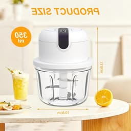 Mini Hakmolen - Elektrische Keuken - Ingrediënten Snijden - Draadloos Opladen - 350 ml - Wit — thumbnail 2