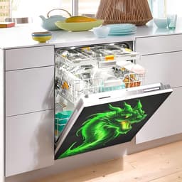 Vaatwasser Magneet Covers - Keuken Decor - Keuken Opfrissen - Eenvoudig Verwijderbaar - 23 x 26 Inch - Groene Vuur Draak — thumbnail 3