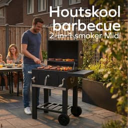 KitchenBrothers Houtskool BBQ Midi - Barbecue Houtskool - RVS Grillroosters - PFAS-Vrij - Met Aslade - 30x40 cm Grilloppervlak - Vaderdag Cadeau - Zwart — thumbnail 2