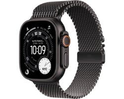 Apple Watch Ultra 3 Cellular 49mm Black Titanium Case with Black Titanium Milanese Loop - Small