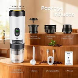 Joorly Draagbare Espressomachine - Mini Koffiezetaparaat - 3-in-1 brouwcompatibiliteit - Slim display - Dolce Gusto capsules - Wit — thumbnail 5