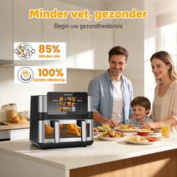 Sinaopus XXL Airfryer 8L – Met Dubbele Mand – 12 Kookprogramma’s – Onafhankelijke Snelle Opwarming – Geschikt voor Gezinnen – Kijkvenster – Eenvoudig te Reinigen – Capaciteit voor 4 tot 5 Personen — thumbnail 3
