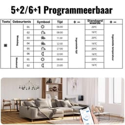 Slimme Thermostaat Temperatuurregeling met Touchscreen – Wifi Thermostaat met App Bediening & Programmeerbare Instellingen – LCD Touchscreen Thermostaat Zwart | Eenvoudige Opbouwmontage & Energiezuinig — thumbnail 4