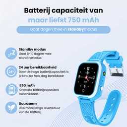 WB Goods Kinder Smartwatch - GPS Horloge Kind - Smartwatch Kinderen - Kinder GPS Tracker - 4G & SMS - Blauw - Met Nederlandse Taal — thumbnail 4
