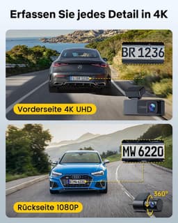 Auto Camera - Rijrecorder - Veilig Rijden - 4K Voor en Achter - 318 inch Touchscreen - Zwart — thumbnail 3