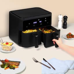 Heteluchtfriteuse - Airfryer Dubbel - Gezond Frituren - Dubbele Capaciteit - 9 liter - Zwart — thumbnail 2