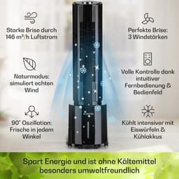 Luchtkoeler Ventilator - Verkoeler Reiniger - Ruimte Verfrissen - 4-in-1 Functie - 4 Liter Tank - Zwart — thumbnail 4