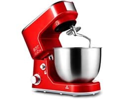 Keukenmachine - Mixer Deegmaker - Bakken Thuis - Krachtige Koper Motor - 5 Liter Kom - Rood