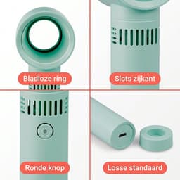 Lomera Bladloze Ventilator - Draagbare Ventilator - Mini Ventilator - USB Ventilator - Tafelventilator - Handventilator - Bladeless Fan - USB Oplaadbaar - Luchtkoeler - Bureau Ventilator - Mesloze Ventilator — thumbnail 3