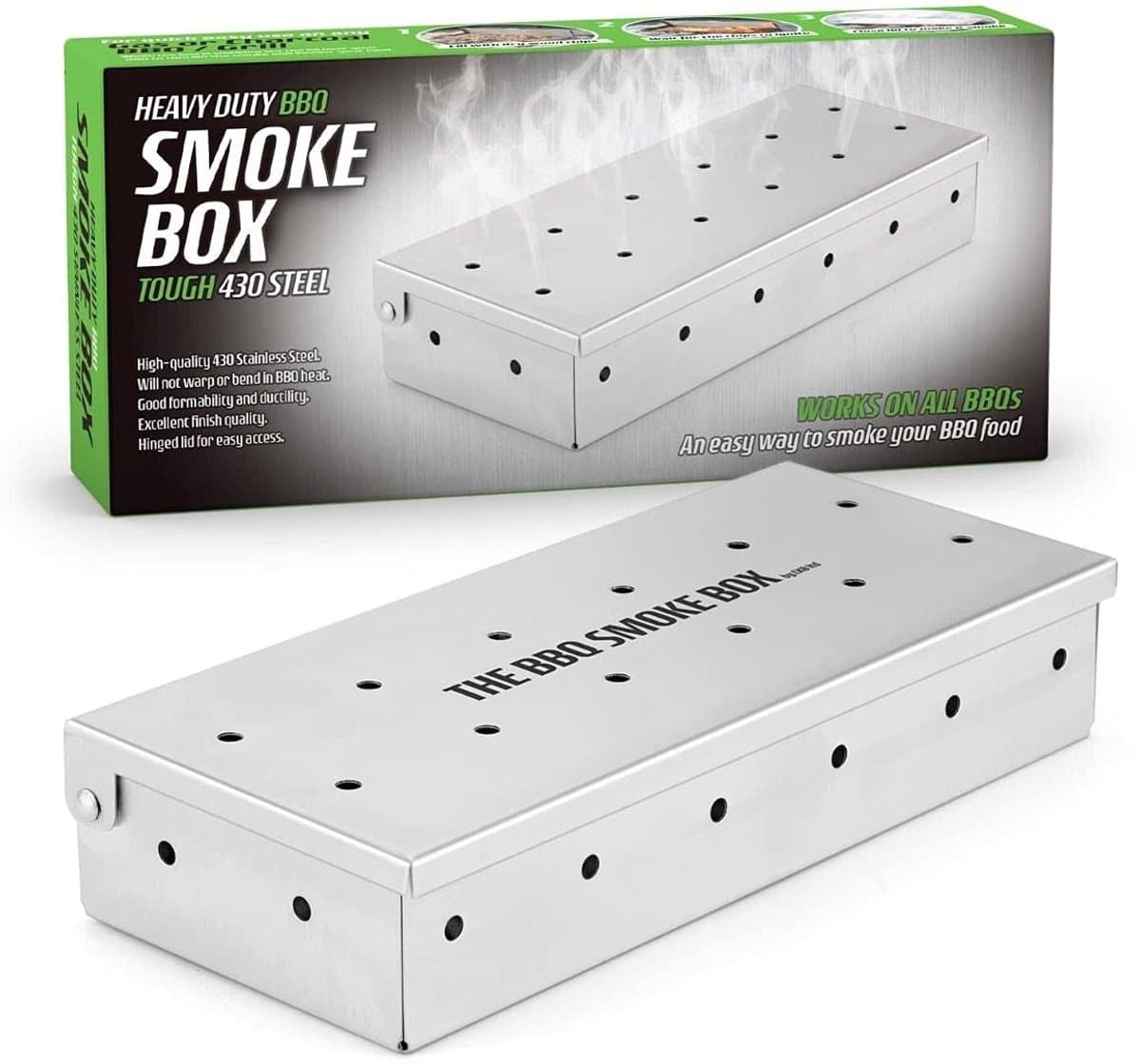 Dailygoods- Rookbox Heavy Duty RVS - Smokerbox - BBQ Accessoire - Universele Roker - 950 ml Capaciteit - 28 Rookgaten — afbeelding 1