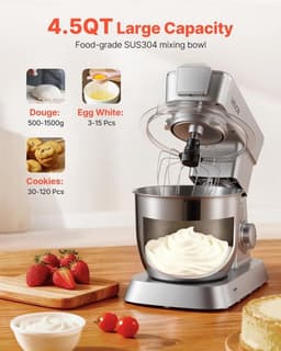 Elektrische Keukenmachine – Foodprocessor – Mixer – Blender – Deegkneder – 1300 W Motor – 4,3 L Roestvrijstalen Mengkom — thumbnail 2