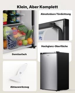 Koelkast met vriesvak - Kleine koelkast - Dranken koelen - Energiezuinig en stil - 91 liter inhoud - Zilver — thumbnail 3