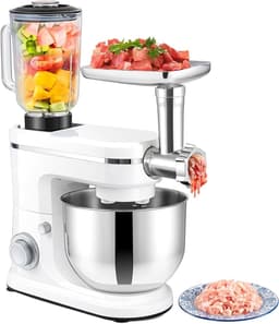 Keukenmachine - Mixer Blender - Bakken en Mixen - 3-in-1 Multifunctioneel - 6L Kom - Zilver — thumbnail 1