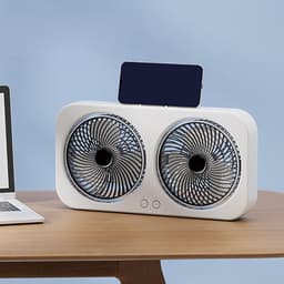 Tafelventilator - Bureauventilator - USB ventilator - Luchtcirculator - Stil - Oplaadbaar - 3 snelheden - Dubbele kop - Voor kantoor en thuis - Wandmontage - Draagbaar - Groen — thumbnail 4