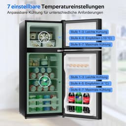 Mini Koelkast - Koelvriescombinatie Compact - Dranken Koelen - Glazen Deur - 92 liter - Zwart — thumbnail 4