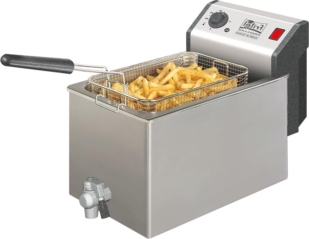 Professionele Friteuse - Vetpan Frituur - Grote Porties Frituren - Dubbel Verwarmingselement - 8 Liter Inhoud - Inox — afbeelding 1
