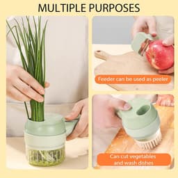 Draadloze Groentehakker - Keukenmachine Mini - Snel Ingrediënten Snijden - One-Touch Bediening - 20.5 cm - Wit — thumbnail 2