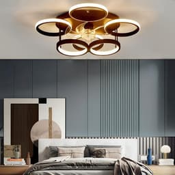 6 Cirkel Plafondventilator - Zwart - 6 Snelheden - Dimbaar Met Afstandsbediening en APP - Moderne Smart Lamp Ventilator — thumbnail 4