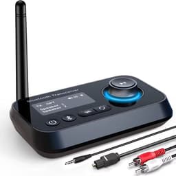 Naova® BT17 Bluetooth 5.3 Audio Adapter met LCD Scherm - 3-in-1 Transmitter Receiver voor TV, Hoofdtelefoon en Luidsprekers - 3.5mm Aux, RCA, Optische Kabel - Dubbele Koppeling — thumbnail 1