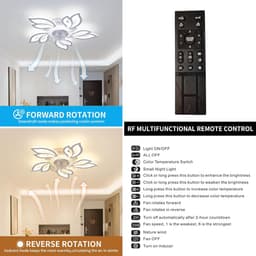 Plafondventilator met Verlichting, 6 Snelheden en Afstandsbediening - Moderne LED Plafondlamp — thumbnail 4