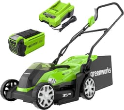 Draadloze Grasmaaier - Accu Grasmaaier - Gazon Onderhoud - 5 Maaihoogtes - 35cm Maaibreedte - Groen Zwart Grijs — thumbnail 1