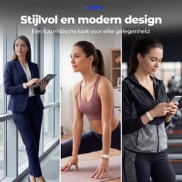Shrivasta Activity Tracker Plus | armband met AI-Gezondheidsanalyse & Lichaamstemperatuur meting | Dames & Heren | Zilver | Hartslag | SpO₂ | Slaapmonitor | Stress | Menstruatiecyclus | Inclusief 2 Armbanden (siliconen & Nylon) – Waterdicht — thumbnail 5