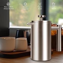 Franse pers koffiezetapparaat 12 oz - 1-2 kopjes capaciteit - Roestvrij staal, Elegant ontwerp voor thuis en camping — thumbnail 5