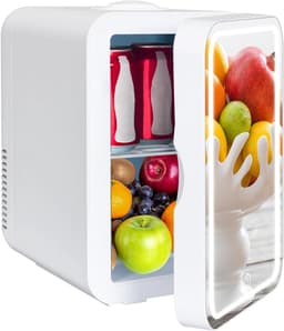 DYNA® Skincare Fridge - Mini Koelkast 8 Liter – Met Spiegel en Verlichting - Mini Fridge - Wit - ‎20cm x 26cm x 30cm — thumbnail 1