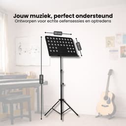 Muziekstandaard Inklapbaar & Verstelbaar - Zwart - 145 cm - Bladmuziek houder - Lessenaar voor Bladmuziek — thumbnail 3