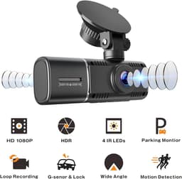 Dashcam Full HD 1080P voor Voor, Achter en Interieur — thumbnail 2