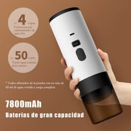 Lunekiss 3-in-1 Draagbare Mini To-Go Espressomachine - 12V - 7800mAh - Type-C - Display - 90°C - Gemalen Koffie - Wit — thumbnail 4