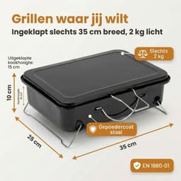 Lomera Draagbare BBQ - Tafel BBQ - Tafelbarbecue - Draagbare Barbecue - Mini BBQ - Camping BBQ - Camping Barbecue - Houtskool BBQ - Houtskoolbarbecue - Opvouwbare BBQ - Inklapbare BBQ — thumbnail 2