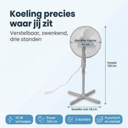 Lomera Staande Ventilator - Statiefventilator - Vloerventilator - Ventilator Staand - Staande Waaier - Ventilator op Voet - Voetventilator - Ventilator met Zwenkfunctie - Oscillerende Ventilator - Ventilator met Draaifunctie — thumbnail 3