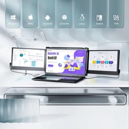 SAVI®Krachtige en Professionele Portable Monitor Pro 2024 - Full HD - 13” / 16,5” Tri-Screen - Laptop Scherm Uitbreider - Zwart - 35cm x 25cm x 9cm — thumbnail 3