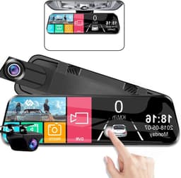 Dashcam voor Auto - 10 Inch Touchscreen Spiegelcamera - 1080P AHD Dashcam met Nachtzicht - G-Sensor - Parkeermodus - Groothoek 170° - Zwart — thumbnail 1