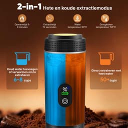 Aurixi® Draagbare Koffiemachine - Blender To Go - Draagbare Blender - Zwart - ‎27cm x 9cm x 9cm — thumbnail 4