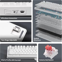 EPOMAKER x AULA F75 - Wit - Mechanisch Toetsenbord - Wired - RGB - 75% - QWERTY - Gaming Keyboard - Red Switch — thumbnail 5