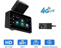 2K-auto-dashcam met 4G GPS en Wi-Fi DVR voor bewaking op afstand