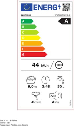 Samsung SuperSpeed Wasmachine 6000 serie WW90DG6U25LK - A klasse - 9 kg - 1400 RPM - Wit — thumbnail 2