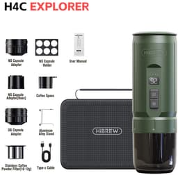HIBREW H4C Draagbare Espressomachine, Handmatige Koffiemachine voor Camping, Reizen en Thuisgebruik, Groen - Explorer — thumbnail 1
