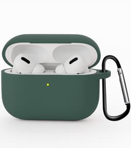 Hoesje - Geschikt voor Apple Airpods Pro 3 - Siliconen Hoes met Clip - Silicone Case Cover - Donkergroen — thumbnail 1