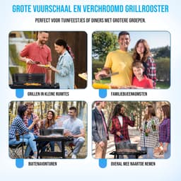 Muntel ® Houtskool barbecue -Op Wielen - BBQ - Asopvangbak - Kunststof - RVS - Zwart - Zilver — thumbnail 3