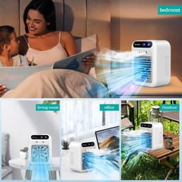 Mini airco - Kleine airco - 1800mAh Draagbare airconditioner - 25W oplaadbare persoonlijke mini airco - met dubbele sproeier en 2 snelheidsinstellingen - voor slaapkamer bureau kantoor en buitengebruik — thumbnail 4