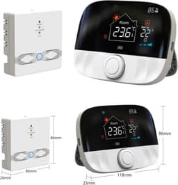 Draadloze thermostaat | Tuya WiFi & 433MHz RF ontvanger | Draaiknop | Opbouw | Zwart/grijs — thumbnail 3
