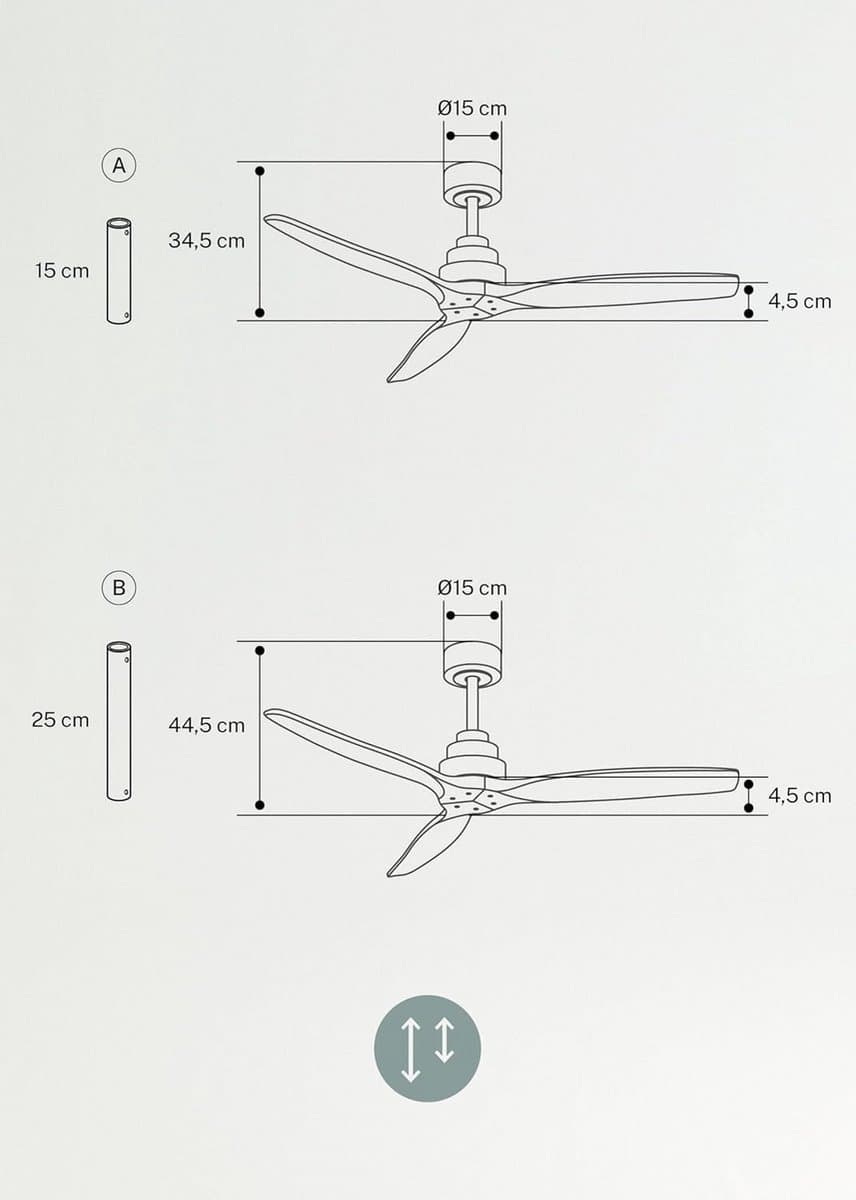 Stil Dimbare Plafondventilator met DC Motor, WiFi en Houtkleurige Bladen — afbeelding 1