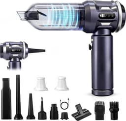 NETTLIFE - Kruimelzuiger - Handstofzuiger - Accu Mini Stofzuiger Draadloos - 25000Pa - 4-in-1 Autostoofzuiger - 3 standen - Draagbare stofzuiger - voor auto Huishouden Dierenharen - grijs — thumbnail 1