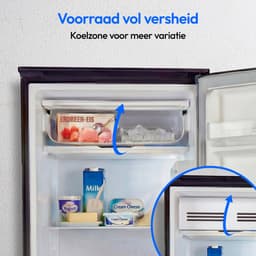 MEDION koelkast met ijsblokjescompartiment (90L totale nuttige inhoud 80L koelcompartiment 10L ijsblokjescompartiment, transparante groentelade, vrijstaand, verwisselbaar deurscharnier, in hoogte vers — thumbnail 3