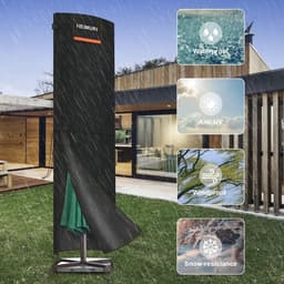 Waterdichte Parasolhoes voor Buiten, Geschikt voor Parasol van 3 tot 5m, 420D Oxford-Stof, Afdekking voor Terrasparasol met Verstelbare Riemen — thumbnail 4